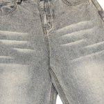 Light Wash Faded Wide-Leg Denim Pants