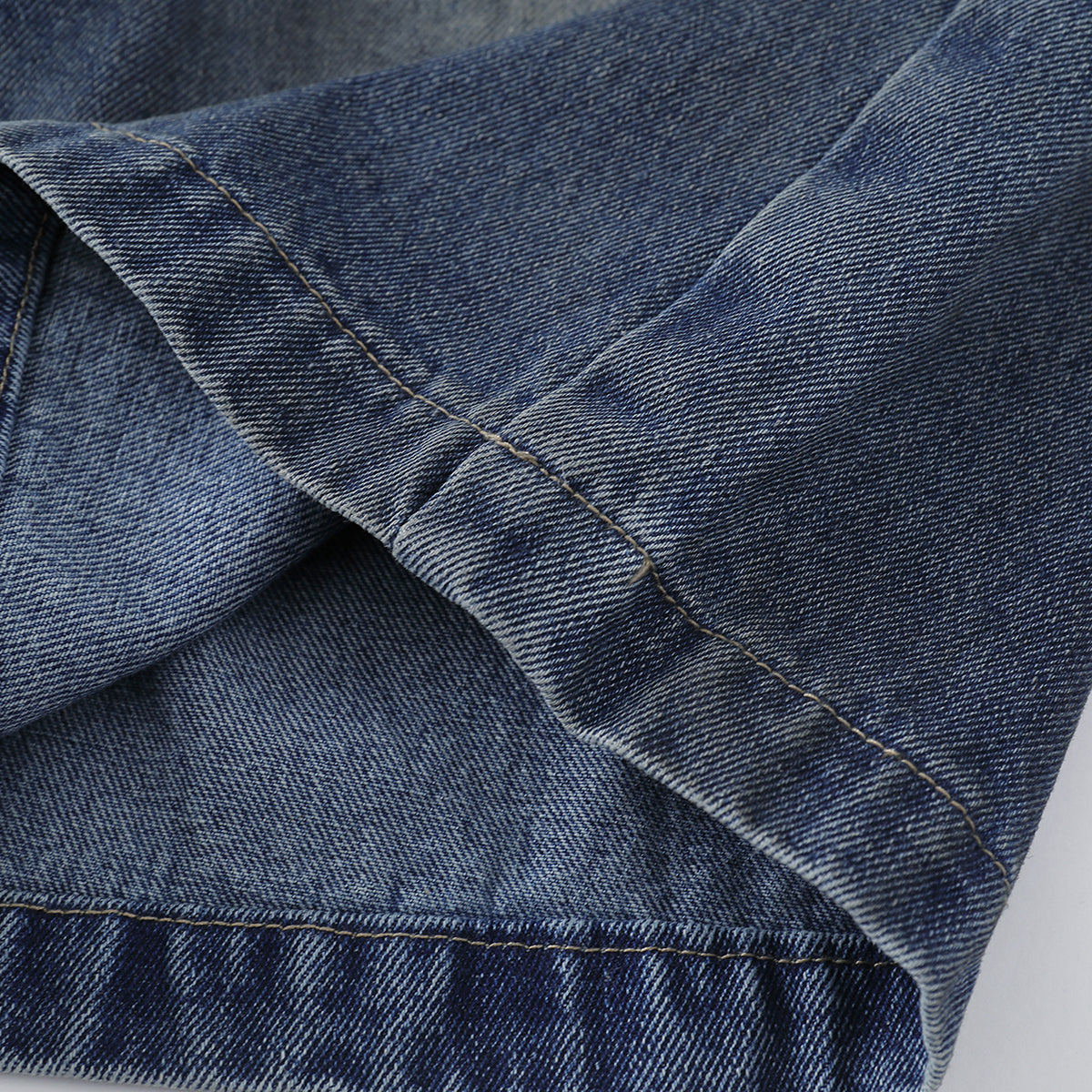 Ripped Patchwork Camo Denim Bermuda Shorts