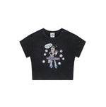 Cap Sleeves Graphic Crop Top-INNBLAC Fashion Apparel