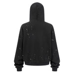 Distressed Paint Splatter Zippered Hoodie
