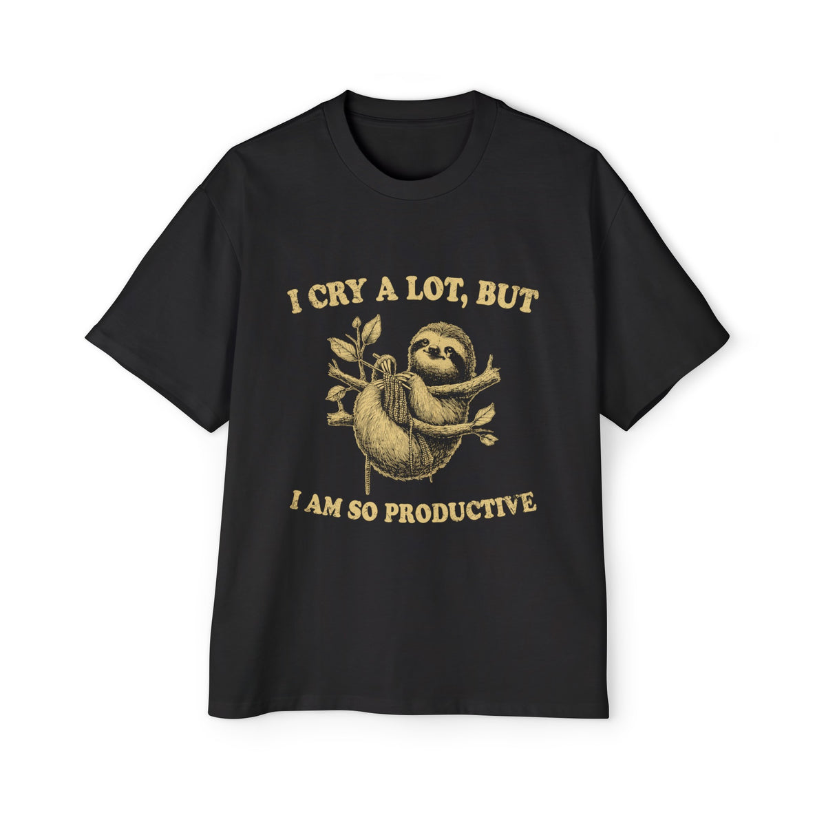 Sloth Knitting A Scarf Retro Graphic Tee-INNBLAC Fashion Apparel