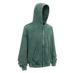 Double Yarn Vintage Washed Zippered Comfort Hoodie