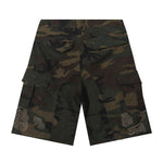 Bermudas vaqueras rasgadas con parches de camuflaje