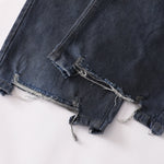 Fray Hem Vintage Wide-Leg Distressed Jeans