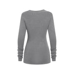 Asymmetric Neck Long Sleeve Ribbed Top