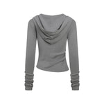 Ruched Fitted Long Sleeve Hoodie Top