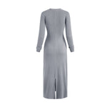 Slim Fit Long Sleeves Ribbed Midi Dress