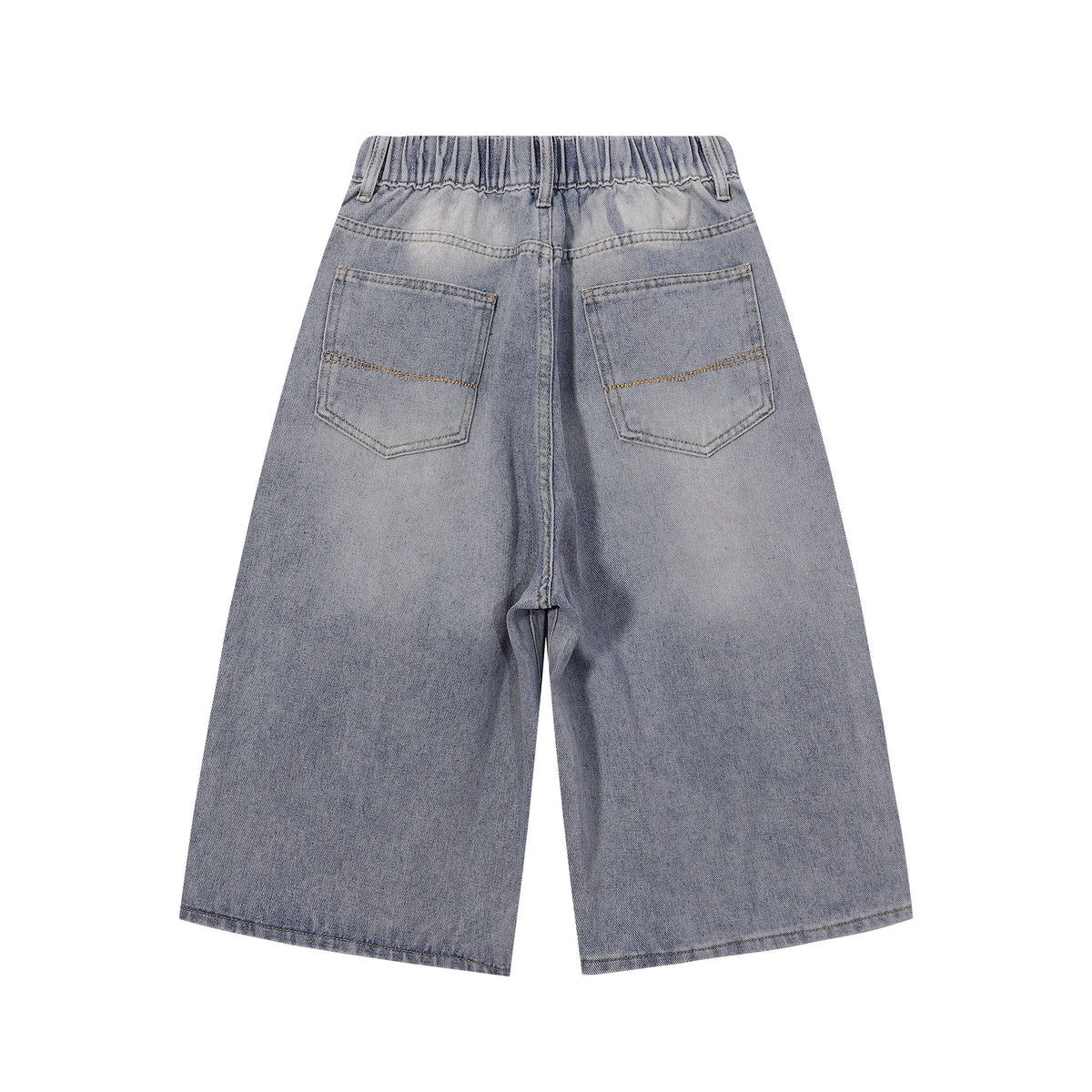 High Waist Wide Leg Ombre Denim Shorts