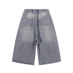 High Waist Wide Leg Ombre Denim Shorts