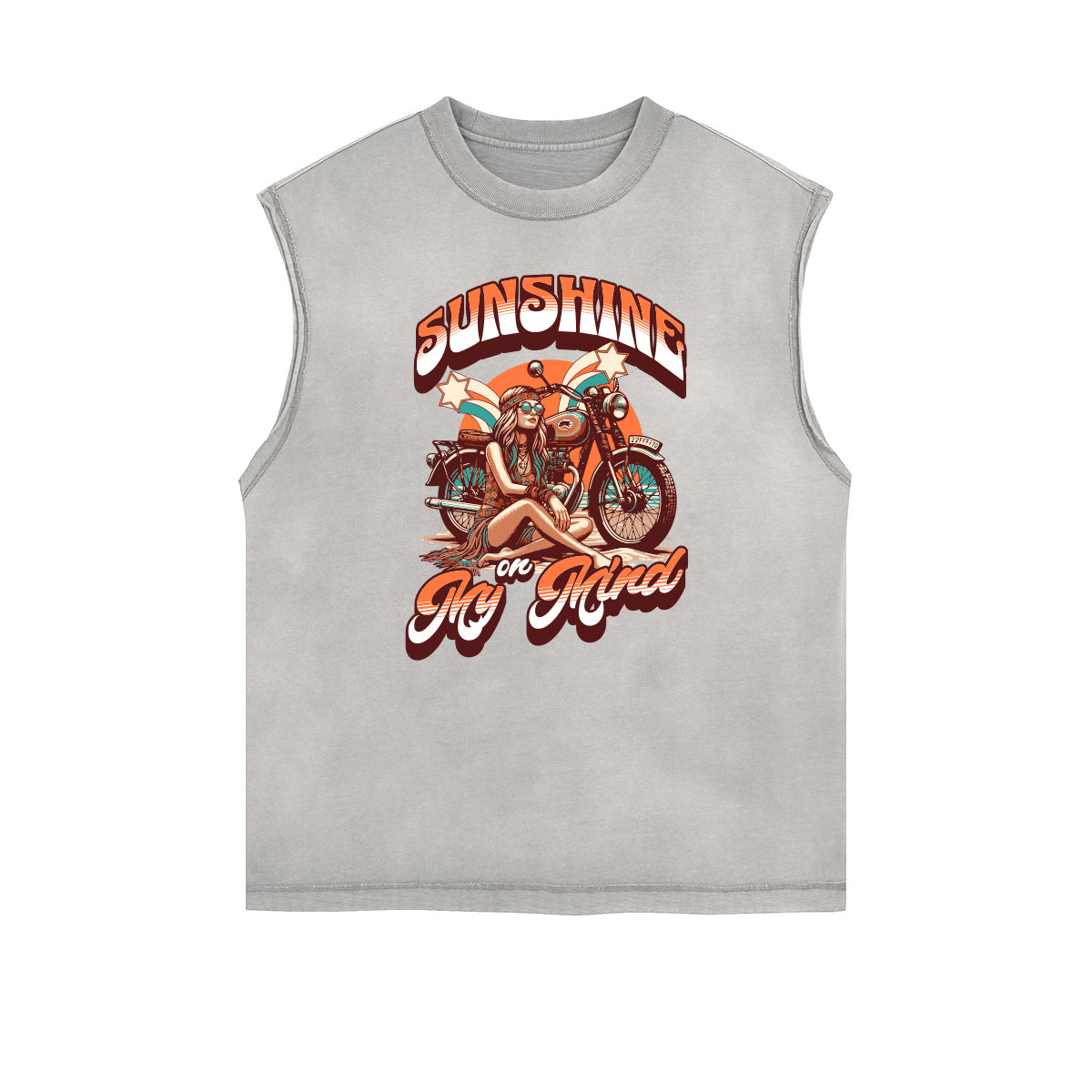 Camiseta sin mangas con estampado desgastado de vacaciones de verano