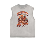 Camiseta sin mangas con estampado desgastado de vacaciones de verano