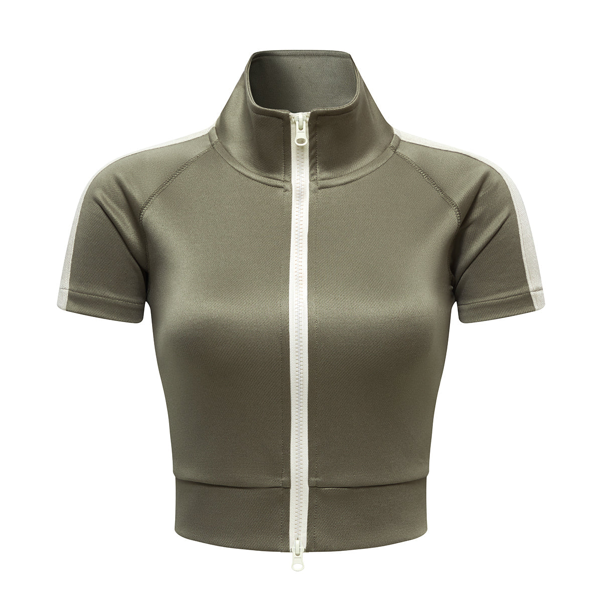 High Neck Zip Crop Top-INNBLAC Fashion Apparel