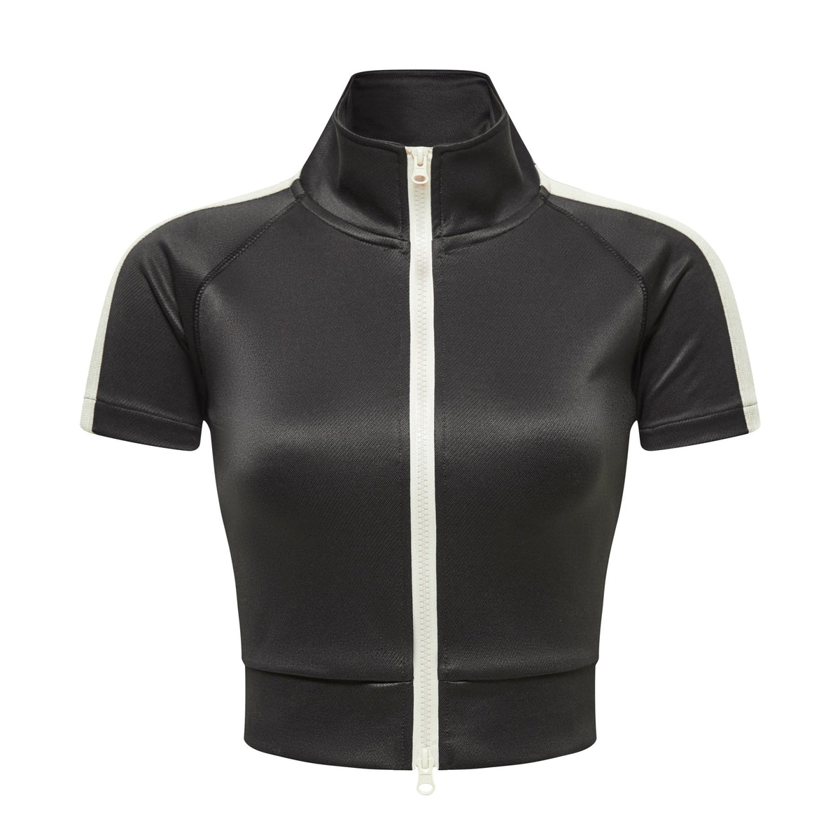 High Neck Zip Crop Top-INNBLAC Fashion Apparel