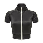 High Neck Zip Crop Top-INNBLAC Fashion Apparel