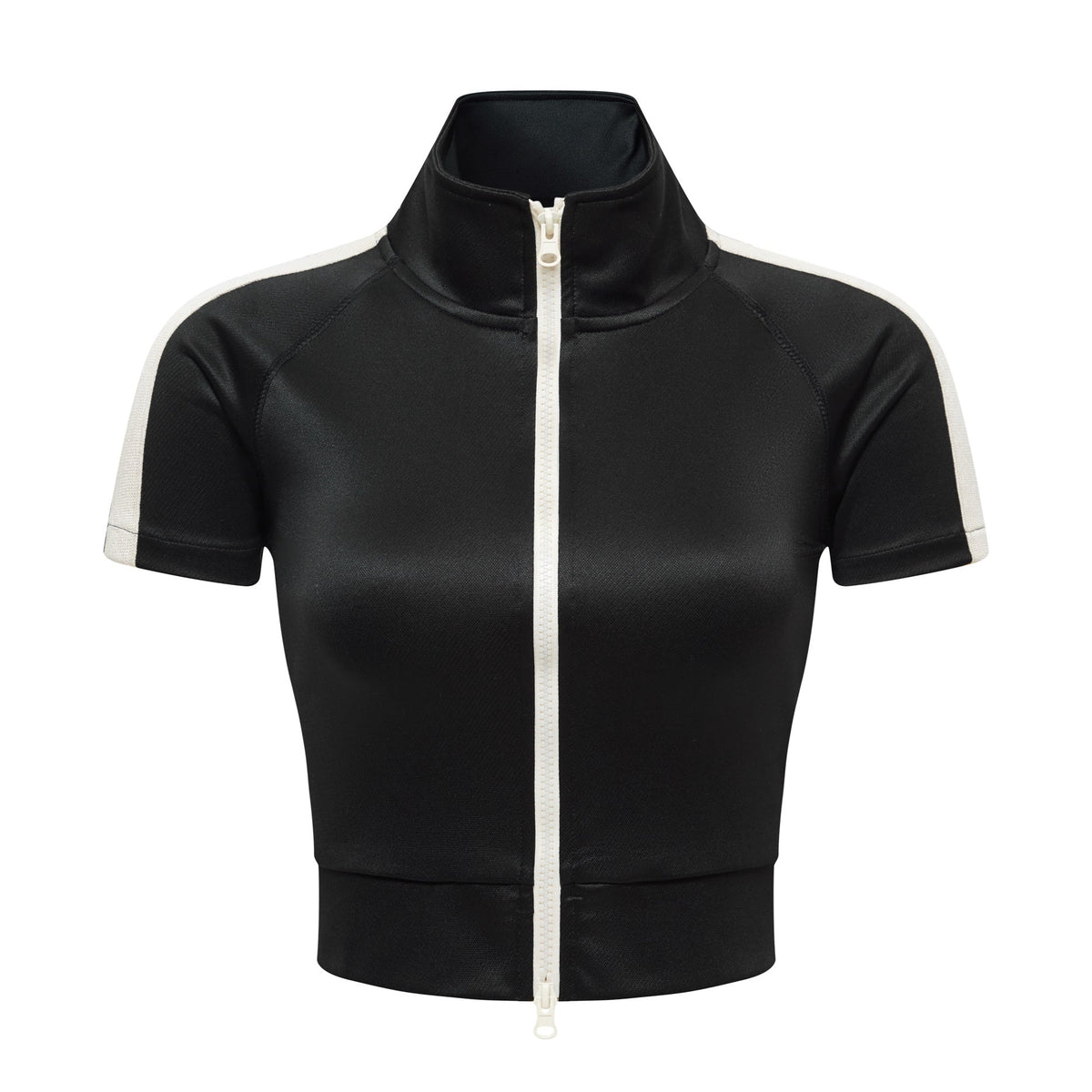 High Neck Zip Crop Top-INNBLAC Fashion Apparel