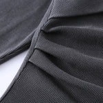 Asymmetric Neck Long Sleeve Ribbed Top