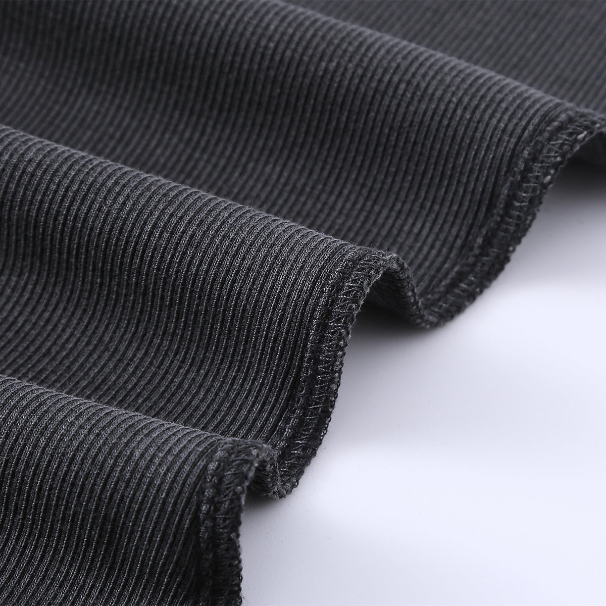 Asymmetric Neck Long Sleeve Ribbed Top