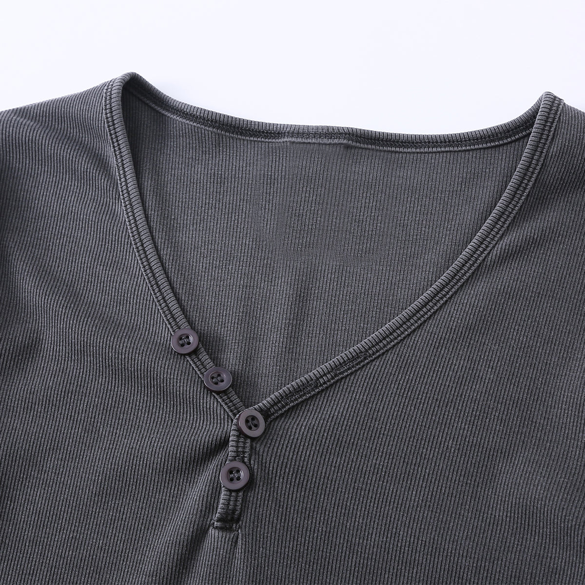 Long-Sleeve Ribbed Henley Top 8.25oz