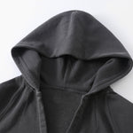 Ruched Waist Cotton Cropped Hoodie