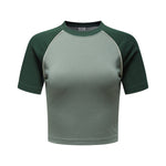 Contrast Raglan Sleeve Crop Top-INNBLAC Fashion Apparel