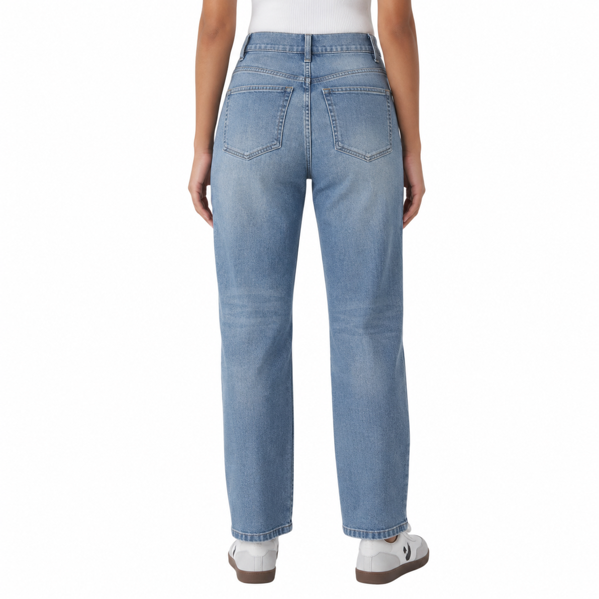 High Waisted Pull-On Straight Leg Jeans