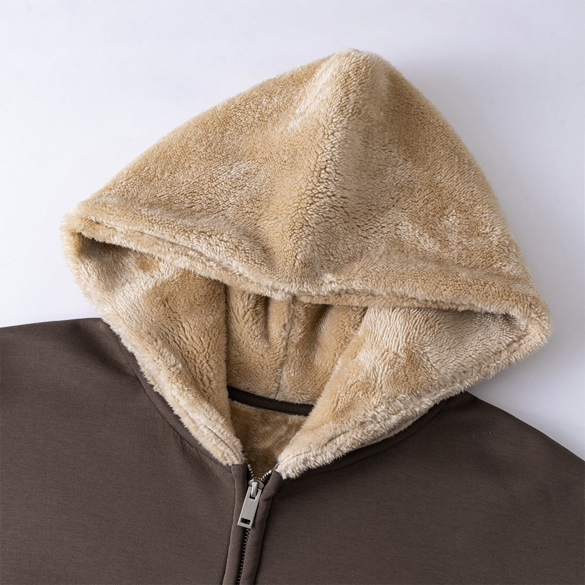 Zip-Up Loose Fit Plush-Lined Hoodie