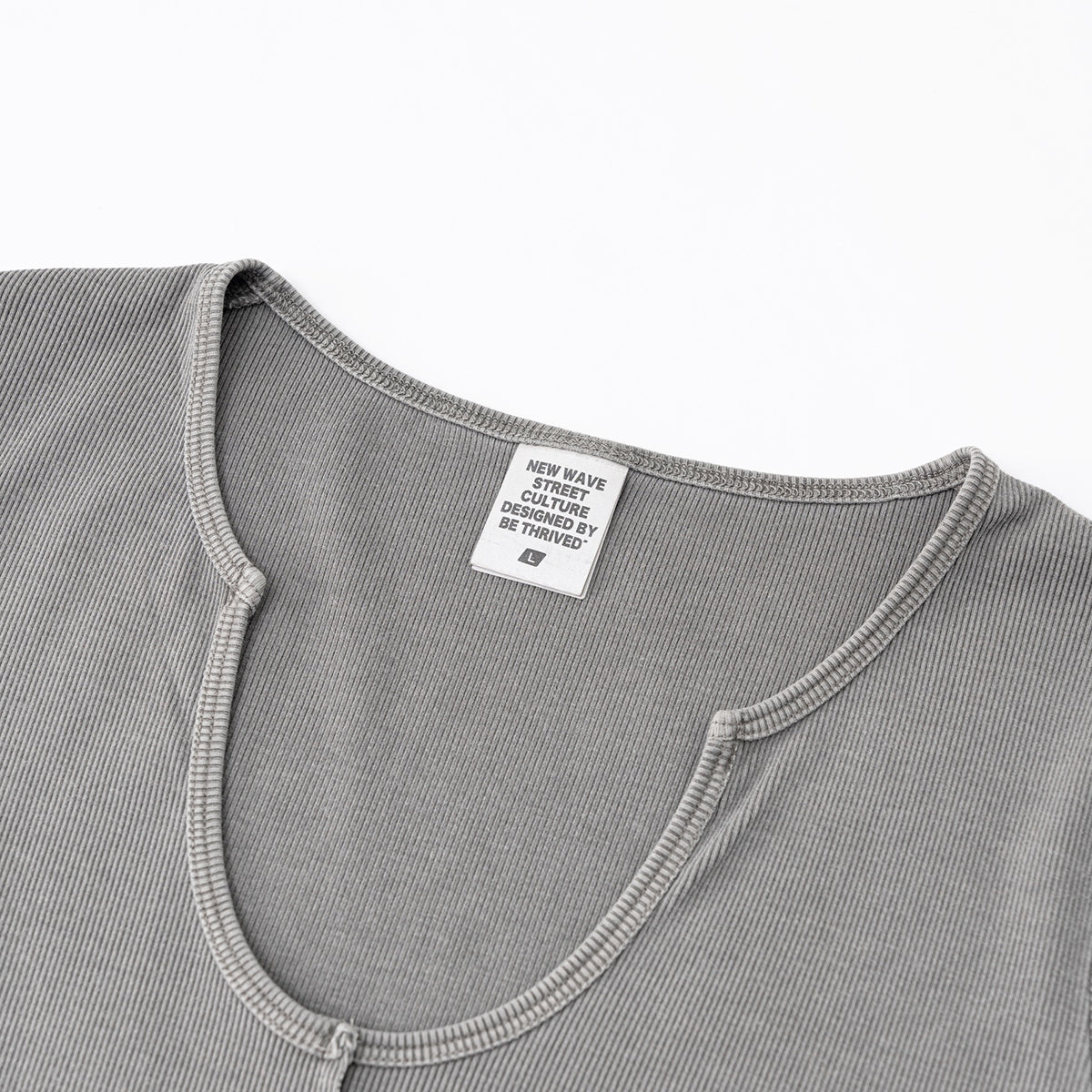 Fitted Rib-Knit V Neck T-Shirt 8.2oz