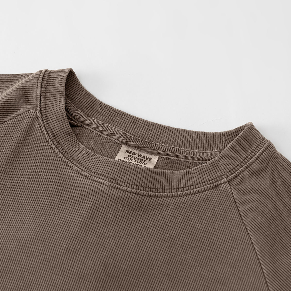 Crew Neck Ribbed Crop T Shirt 8oz