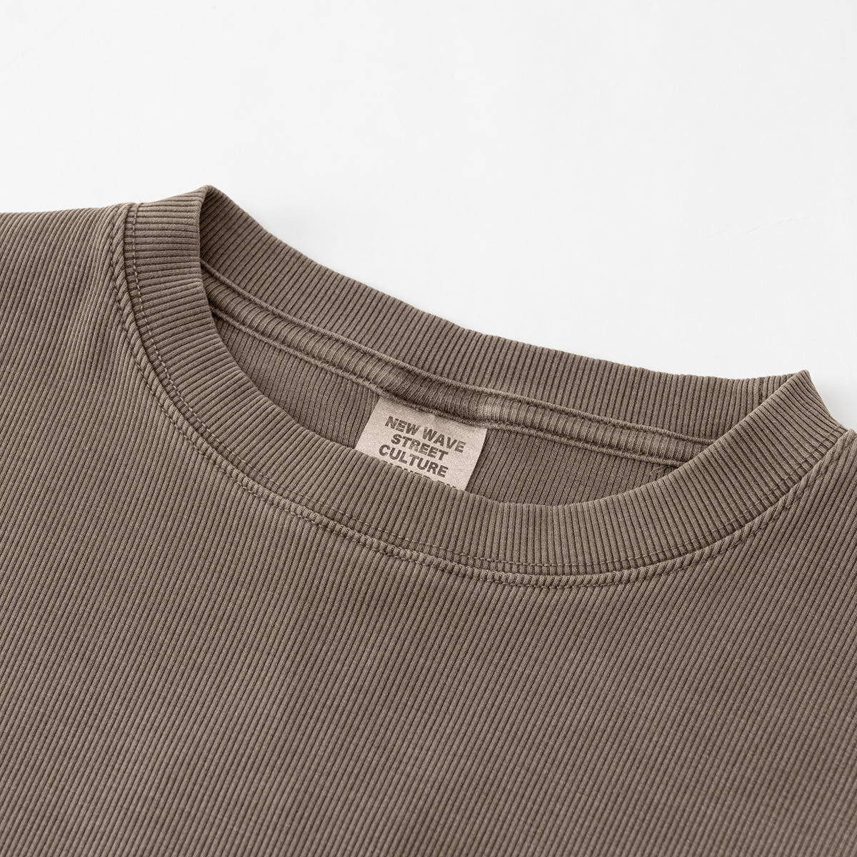 Washed Crew Neck Ribbed Crop Tee 8oz