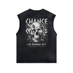 Skull Graphic Stone Wash Sleeveless Tee-INNBLAC Fashion Apparel