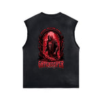 Washed Skull Graphic Sleeveless Tee-INNBLAC Fashion Apparel