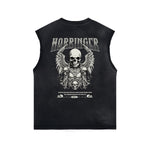 Skull Graphic Washed Oversized Sleeveless Tee-INNBLAC Fashion Apparel