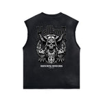 Skull Graphic Washed Oversized Sleeveless Tee-INNBLAC Fashion Apparel