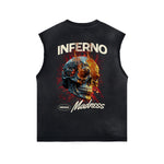Skull Graphic Washed Oversized Sleeveless Tee-INNBLAC Fashion Apparel