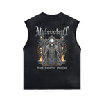 Skull Artwork Graphic Faded Sleeveless Tee-INNBLAC Fashion Apparel