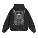 Skull Artwork Graphic Faded Hoodie-INNBLAC Fashion Apparel