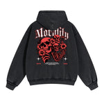 Skull Artwork Graphic Faded Hoodie-INNBLAC Fashion Apparel