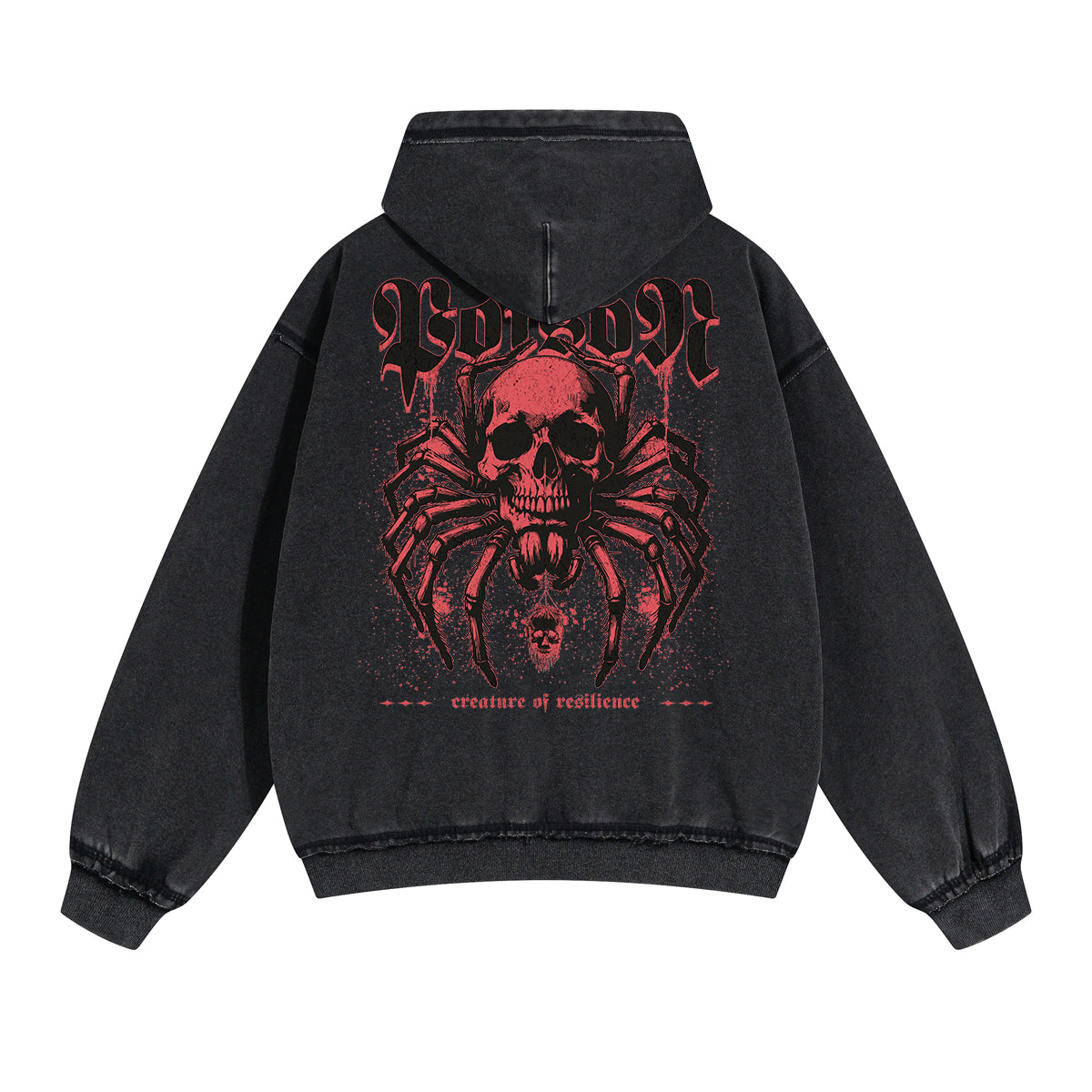 Skull Artwork Graphic Faded Hoodie-INNBLAC Fashion Apparel