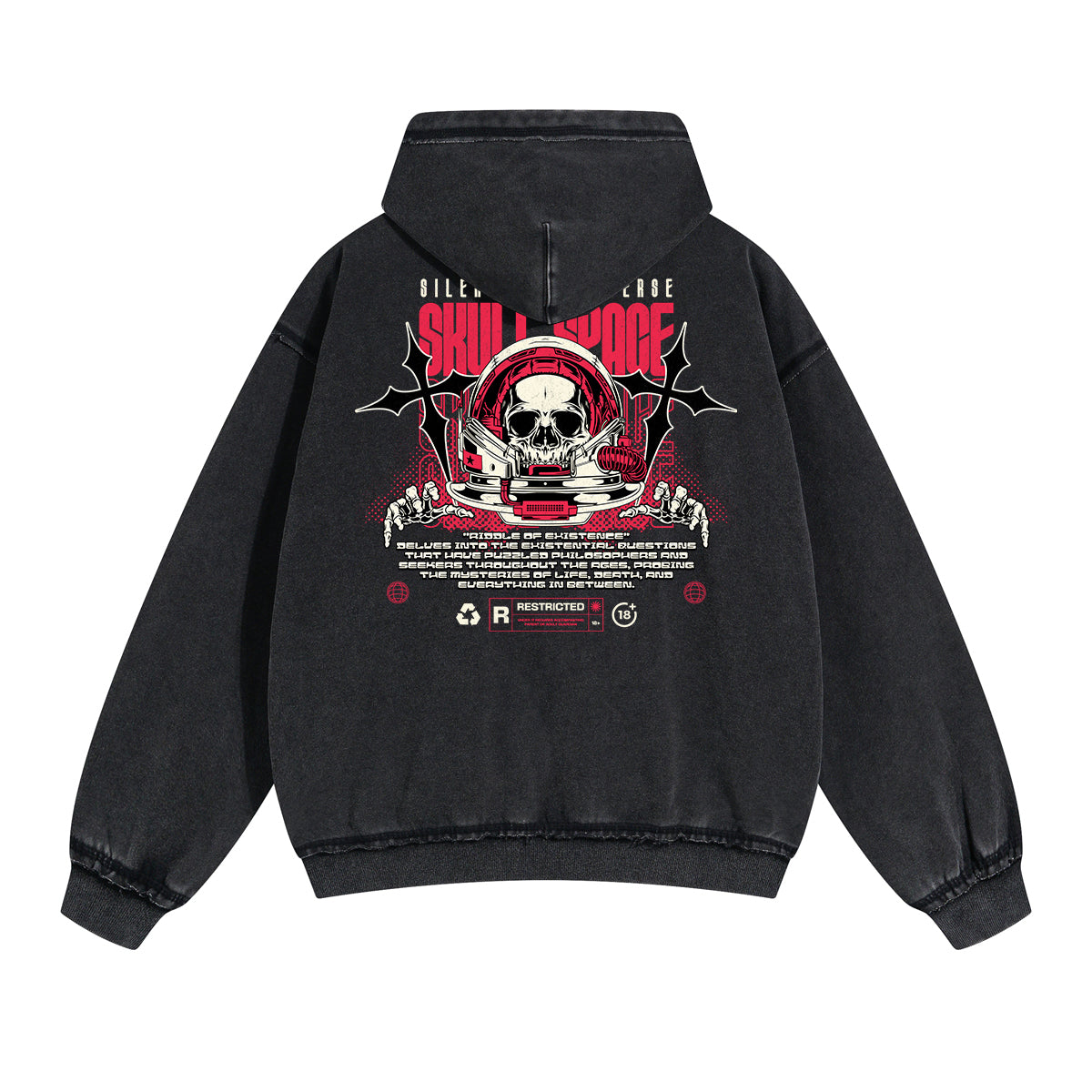 Punk Skull Graphic Zipper Hoodie-INNBLAC Fashion Apparel
