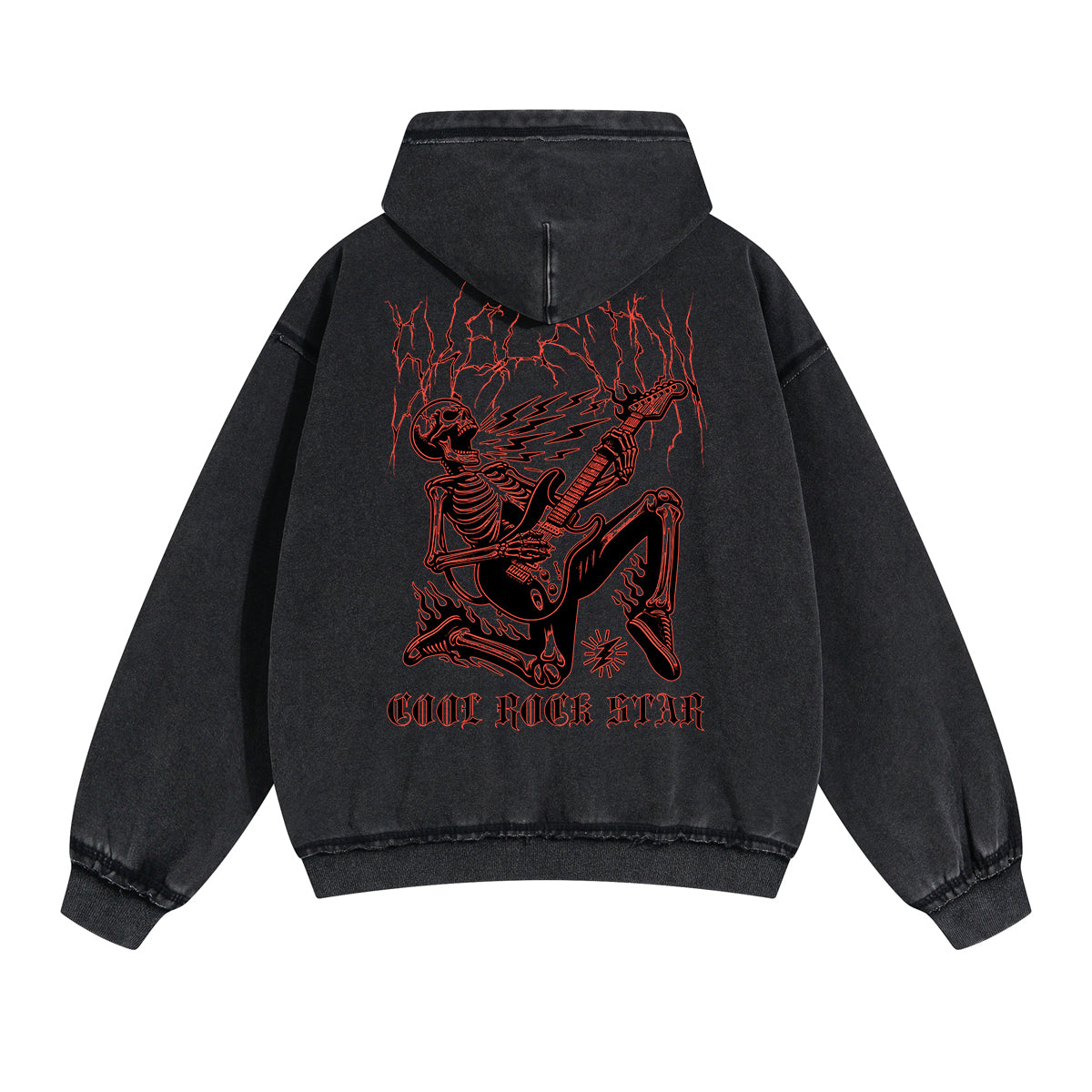 Punk Skull Graphic Zipper Hoodie-INNBLAC Fashion Apparel