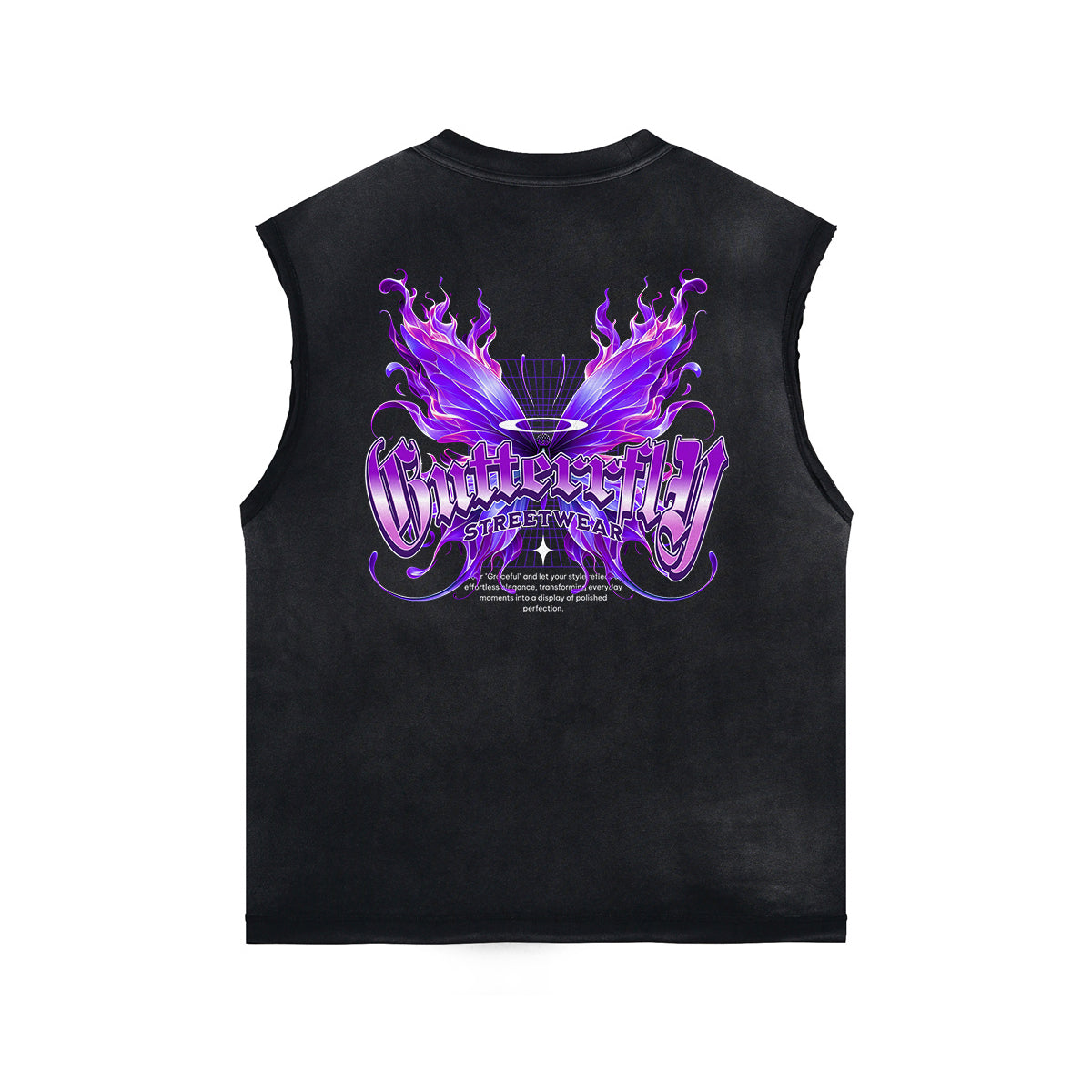 Vintage Washed Butterfly Printed Tank-INNBLAC Fashion Apparel