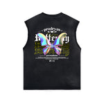 Vintage Washed Butterfly Printed Tank-INNBLAC Fashion Apparel