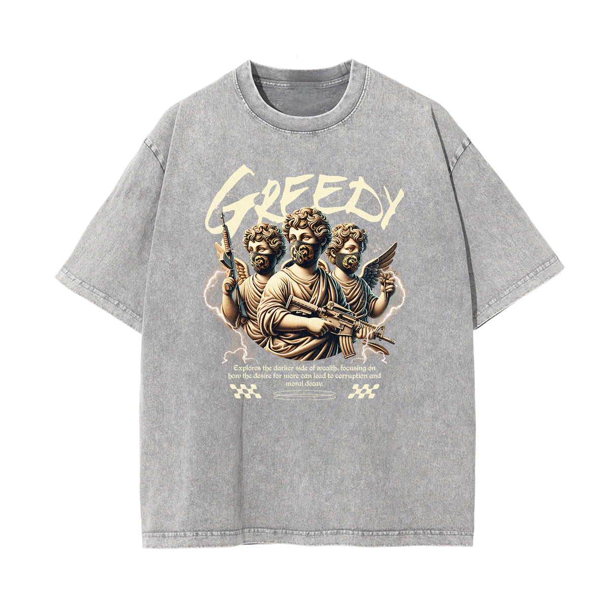 Stone Wash Cupid Sniper Streetwear Tee-INNBLAC Fashion Apparel