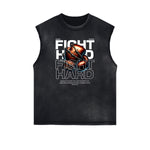 Black Faded Rebel Graphic Tank Top-INNBLAC Fashion Apparel