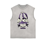 Sleeveless Faded Streetwear T Shirt-INNBLAC Fashion Apparel