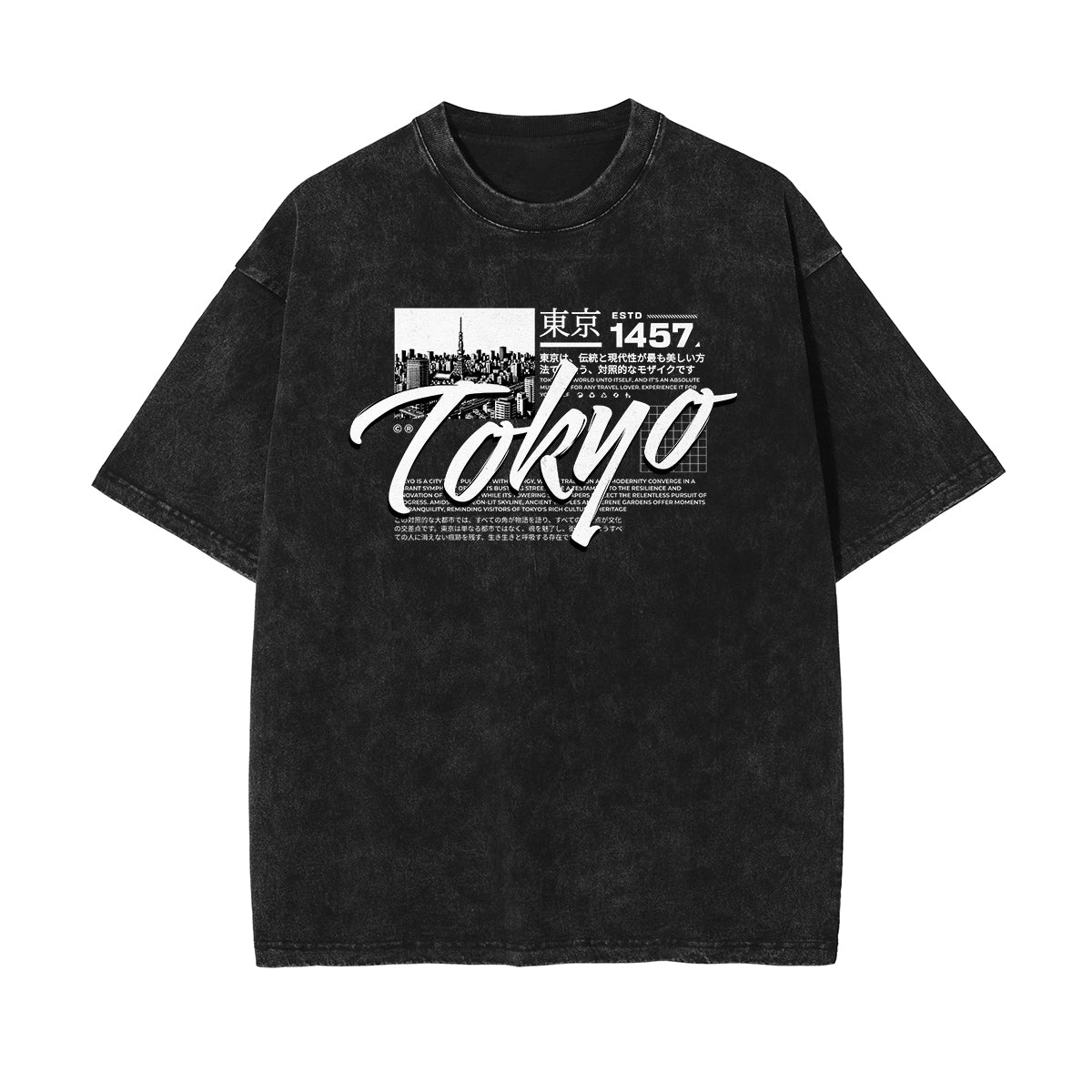 Stone Wash Abstract Pattern T Shirt-INNBLAC Fashion Apparel