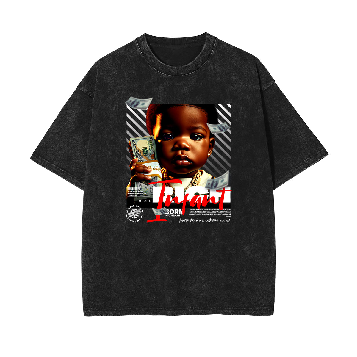 Stone Wash Abstract Pattern T Shirt-INNBLAC Fashion Apparel