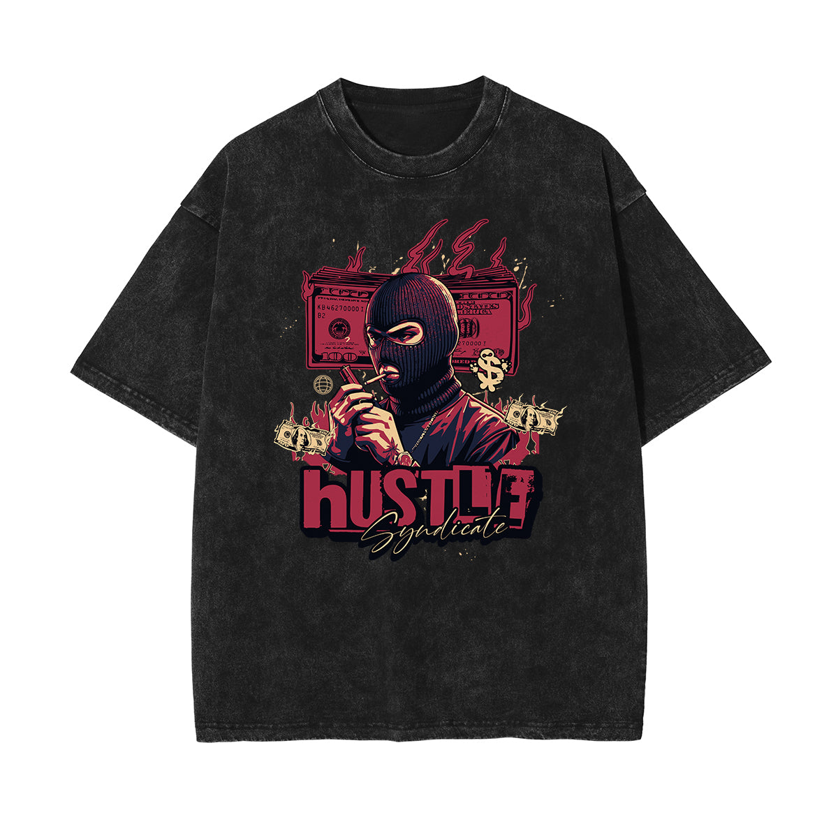 Stone Wash Abstract Pattern T Shirt-INNBLAC Fashion Apparel