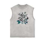 Stone Wash Streetwear Pattern Tank Top-INNBLAC Fashion Apparel