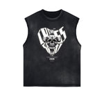 Sleeveless Washed Street Style Graphic T Shirt-INNBLAC Fashion Apparel